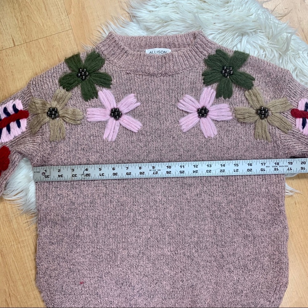 ALLISON MEW YORK Aidan Pink embroidered Sweater S - Picture 10 of 12